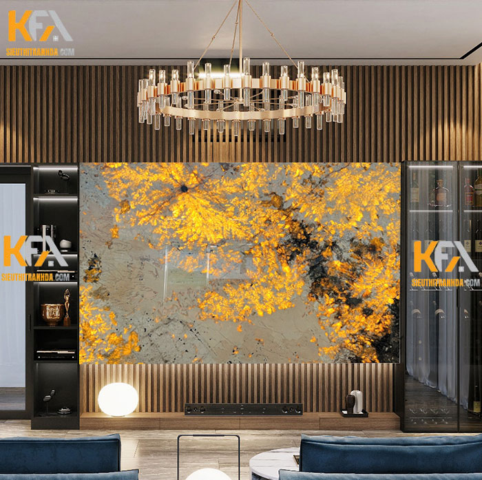 Tranh đá Alpinus xuyên sáng tự nhiên TC-001