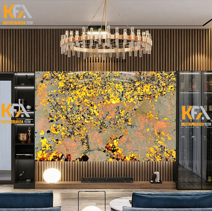 Tranh đá hoa đào xuyên sáng GMC-001