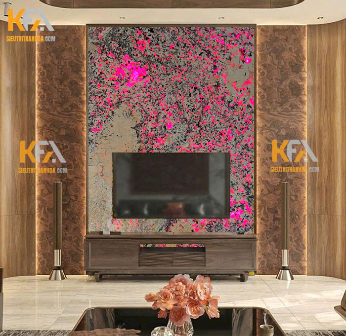 Tranh đá hoa đào xuyên sáng Brazil TC-003